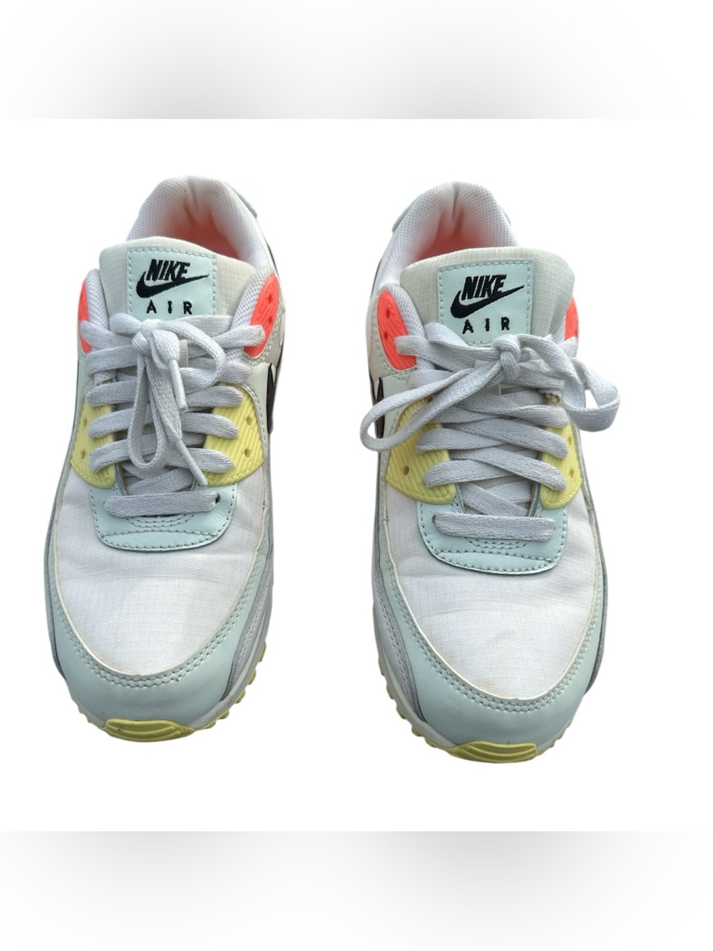 Nike Women Air Max 90 Summit White Bright Mango Sneakers Sz 9 Streetwear Casual - Picture 2 of 9
